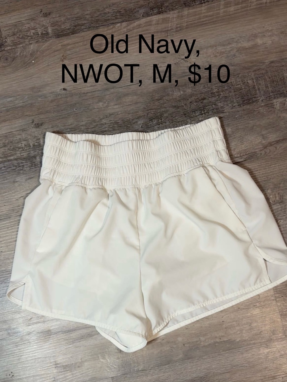 Old Navy White Smocked Waist Athletic Shorts